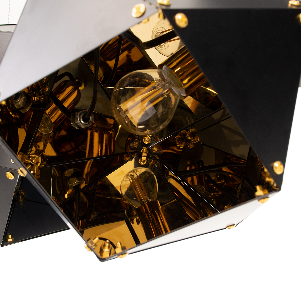 GloboStar® WELLES Replica 00797 Μοντέρνο Κρεμαστό Φωτιστικό Ανάρτηση Πολύφωτο 6 x E14 IP20 Μαύρο & Χρυσό Μέταλλο - Μ98 x Π32 x Υ30cm
