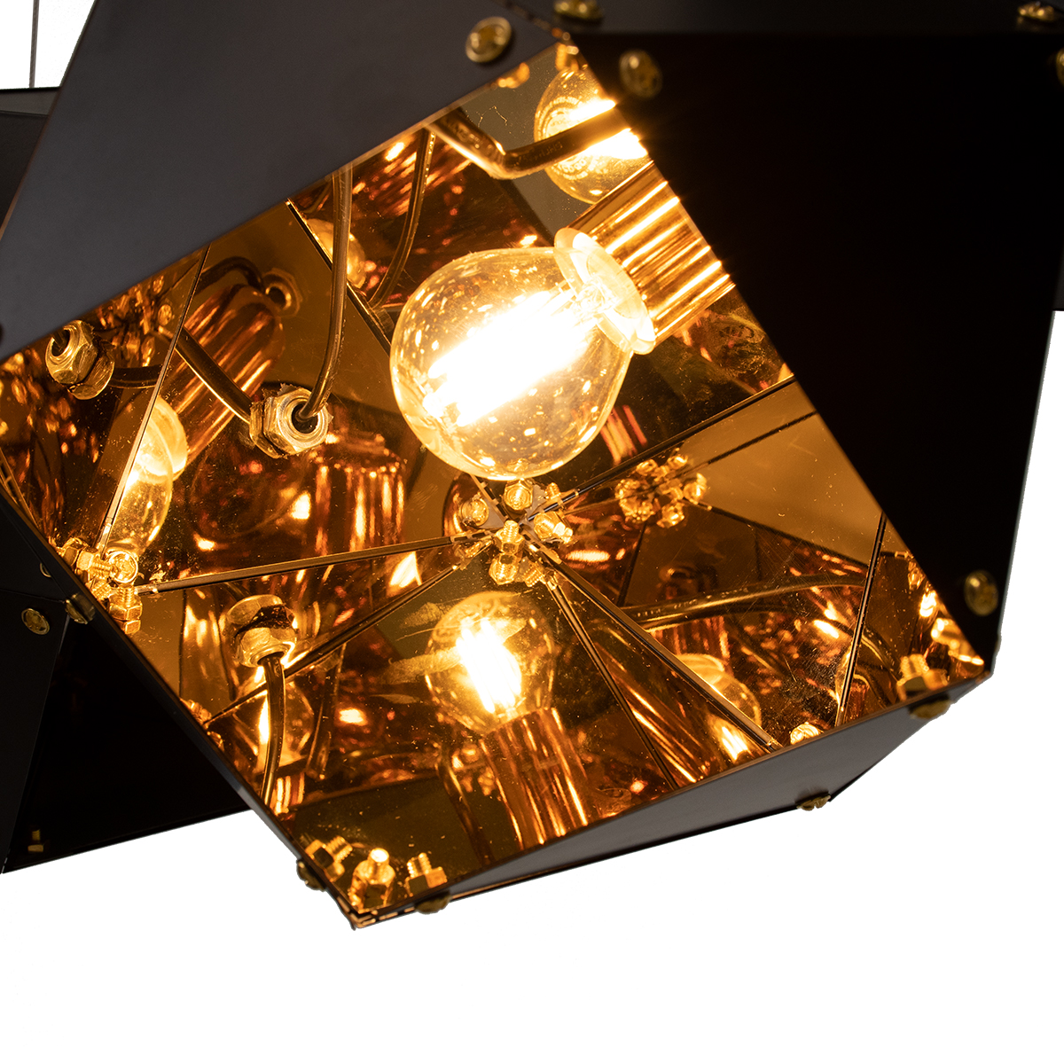 GloboStar® WELLES Replica 00797 Μοντέρνο Κρεμαστό Φωτιστικό Ανάρτηση Πολύφωτο 6 x E14 IP20 Μαύρο & Χρυσό Μέταλλο - Μ98 x Π32 x Υ30cm