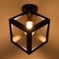 GloboStar® CUBE 00799 Μοντέρνο Φωτιστικό Οροφής Πλέγμα Μονόφωτο 1 x E27 IP20 Μαύρο & Χάλκινο Μέταλλο Μ25 x Π25 x Υ25cm