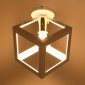 GloboStar® CUBE 00800 Μοντέρνο Φωτιστικό Οροφής Πλέγμα Μονόφωτο 1 x E27 IP20 Λευκό & Χάλκινο Μέταλλο - Μ25 x Π25 x Υ25cm