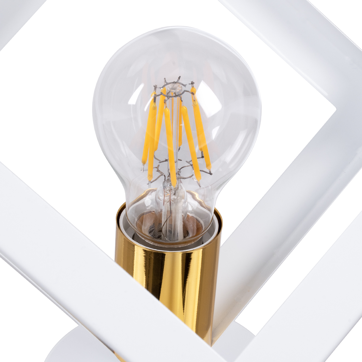 GloboStar® CUBE 00800 Μοντέρνο Φωτιστικό Οροφής Πλέγμα Μονόφωτο 1 x E27 IP20 Λευκό & Χάλκινο Μέταλλο - Μ25 x Π25 x Υ25cm