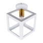 GloboStar® CUBE 00800 Μοντέρνο Φωτιστικό Οροφής Πλέγμα Μονόφωτο 1 x E27 IP20 Λευκό & Χάλκινο Μέταλλο - Μ25 x Π25 x Υ25cm