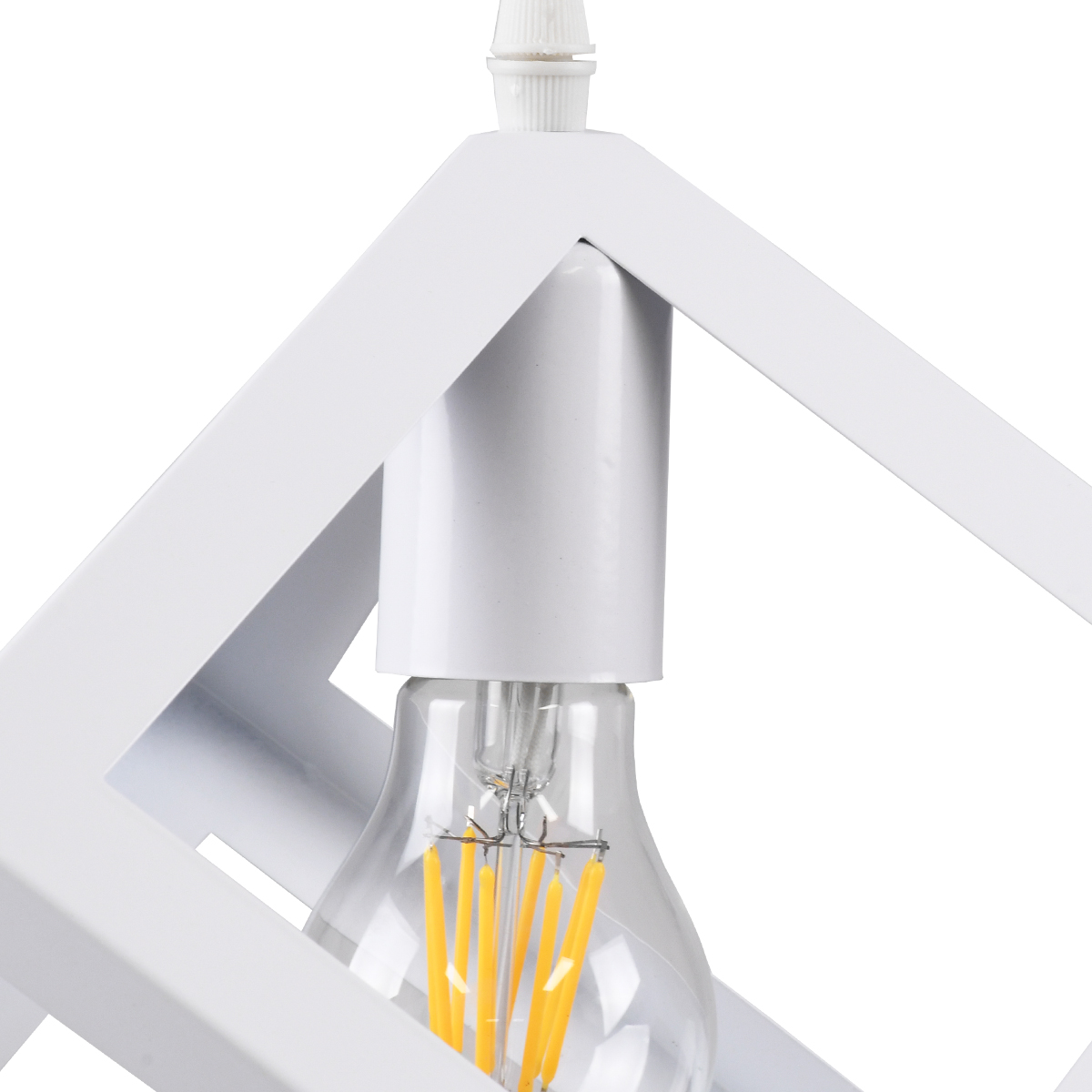 GloboStar® CUBE 00802 Μοντέρνο Κρεμαστό Φωτιστικό Πλέγμα Μονόφωτο 1 x E27 IP20 Λευκό Μέταλλο - Μ25 x Π25 x Υ25cm