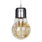 GloboStar® LAMP 00807 Μοντέρνο Κρεμαστό Φωτιστικό Φιγούρα Μονόφωτο 1 x E27 IP20 Ασημί & Χρυσό Μέταλλο με Διάφανο Γυαλί - Μ15 x Π15 x Υ27cm
