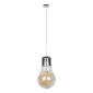 GloboStar® LAMP 00808 Μοντέρνο Κρεμαστό Φωτιστικό Φιγούρα Μονόφωτο 1 x E27 IP20 Ασημί & Χρυσό Μέταλλο με Διάφανο Γυαλί - Μ30 x Π30 x Υ52cm
