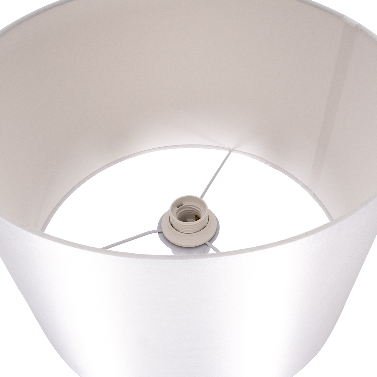 GloboStar® ASHLEY 00823 Μοντέρνο Επιδαπέδιο Φωτιστικό Μονόφωτο 1 x E27 IP20 Λευκό Μέταλλο με Λευκό Ύφασμα - Μ35 x Π35 x Υ145cm
