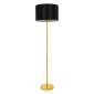 GloboStar® ASHLEY 00825 Μοντέρνο Επιδαπέδιο Φωτιστικό Μονόφωτο 1 x E27 IP20 Χρυσό Μέταλλο με Μαύρο Ύφασμα - Μ40 x Π40 x Υ148cm