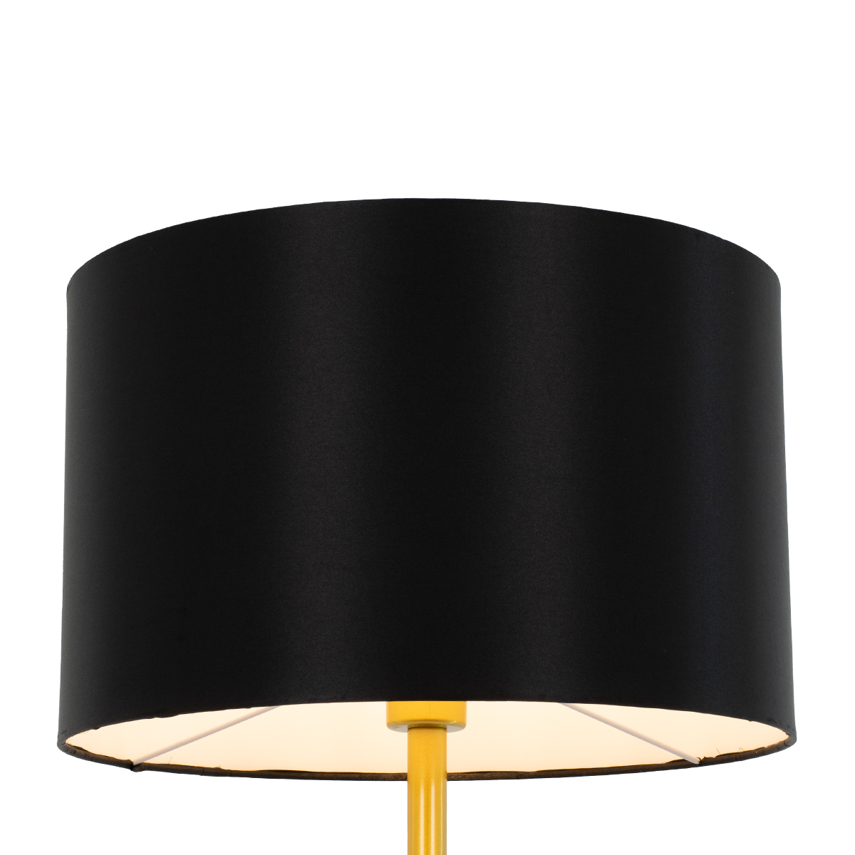 GloboStar® ASHLEY 00825 Μοντέρνο Επιδαπέδιο Φωτιστικό Μονόφωτο 1 x E27 IP20 Χρυσό Μέταλλο με Μαύρο Ύφασμα - Μ40 x Π40 x Υ148cm