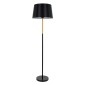 GloboStar® CEDAR 00827 Μοντέρνο Επιδαπέδιο Φωτιστικό Μονόφωτο 1 x E27 IP20 Μαύρο Μέταλλο, Μαύρο Ύφασμα με Μπεζ Ξύλο - Μ40 x Π40 x Υ148cm