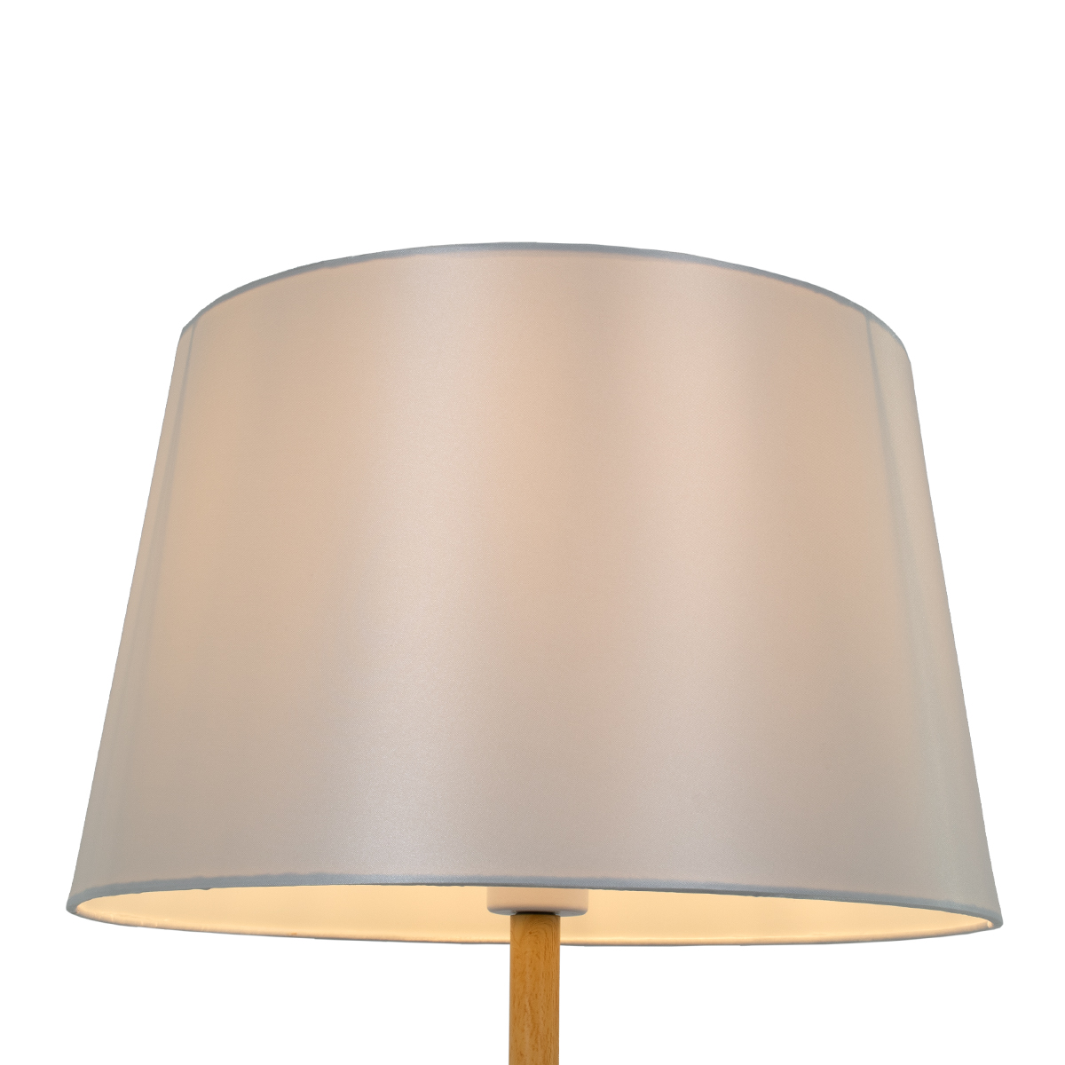 GloboStar® CEDAR 00828 Μοντέρνο Επιδαπέδιο Φωτιστικό Μονόφωτο 1 x E27 IP20 Λευκό Μέταλλο, Λευκό Ύφασμα με Μπεζ Ξύλο - Μ40 x Π40 x Υ148cm
