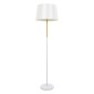 GloboStar® CEDAR 00828 Μοντέρνο Επιδαπέδιο Φωτιστικό Μονόφωτο 1 x E27 IP20 Λευκό Μέταλλο, Λευκό Ύφασμα με Μπεζ Ξύλο - Μ40 x Π40 x Υ148cm