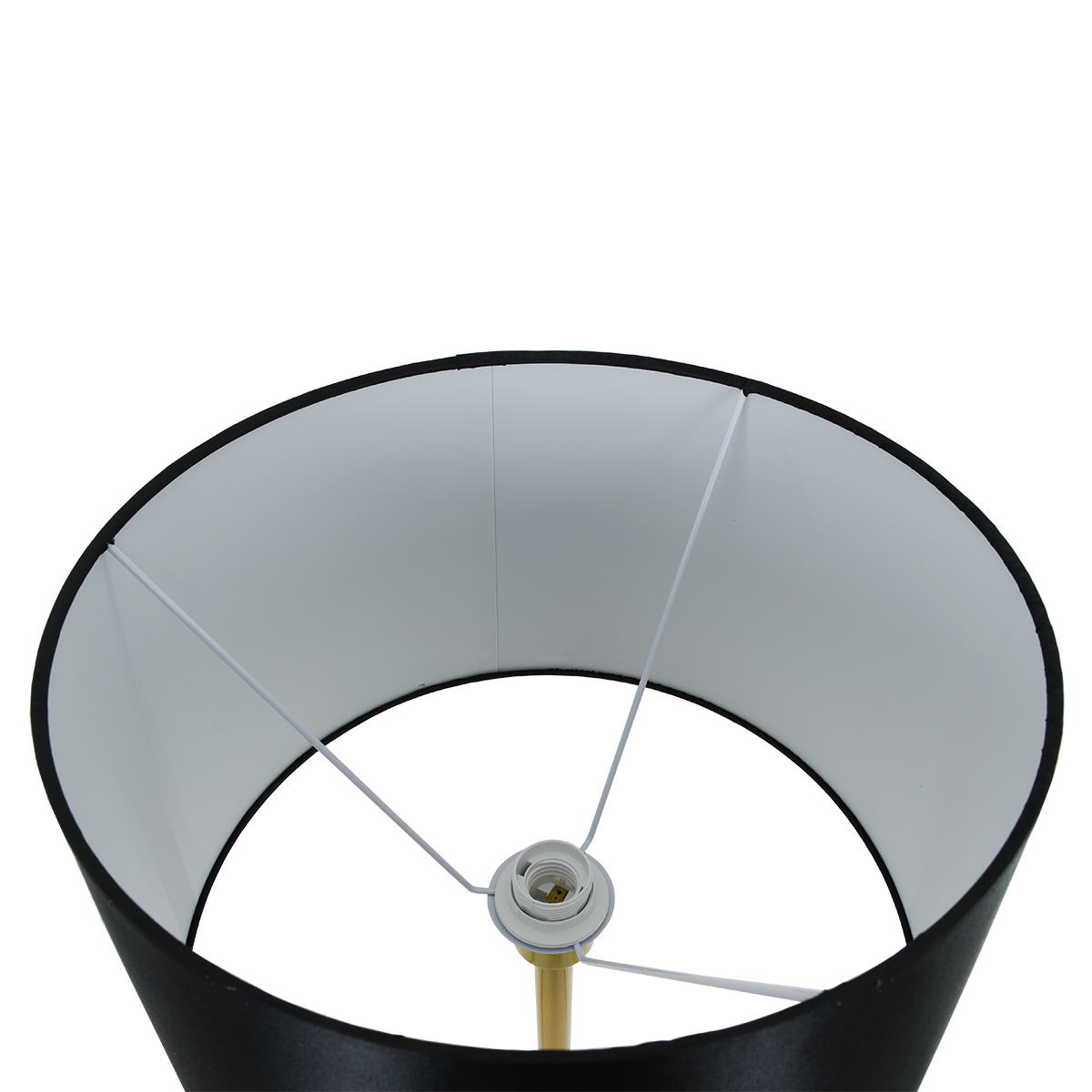 GloboStar® CEDAR 00829 Μοντέρνο Επιδαπέδιο Φωτιστικό Μονόφωτο 1 x E27 IP20 Χρυσό Μέταλλο με Μαύρο Ύφασμα - Μ40 x Π40 x Υ148cm