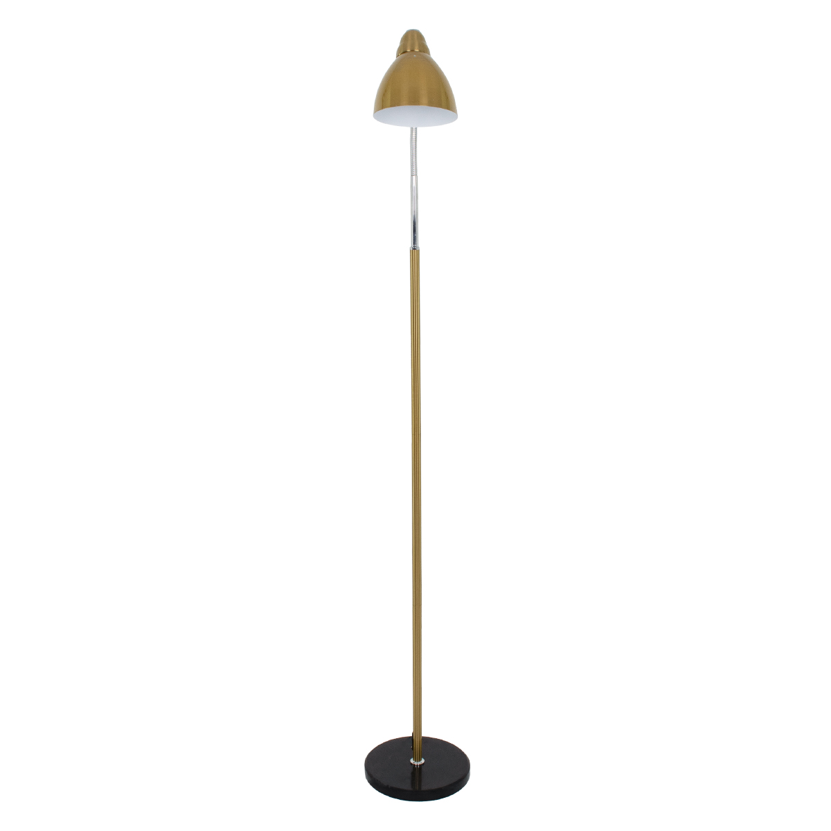 GloboStar® VERSA 00832 Μοντέρνο Επιδαπέδιο Φωτιστικό Μονόφωτο 1 x E27 IP20 Χρυσό & Ασημί Μέταλλο με Μαύρο Μάρμαρο - Μ15 x Π15 x Υ155cm