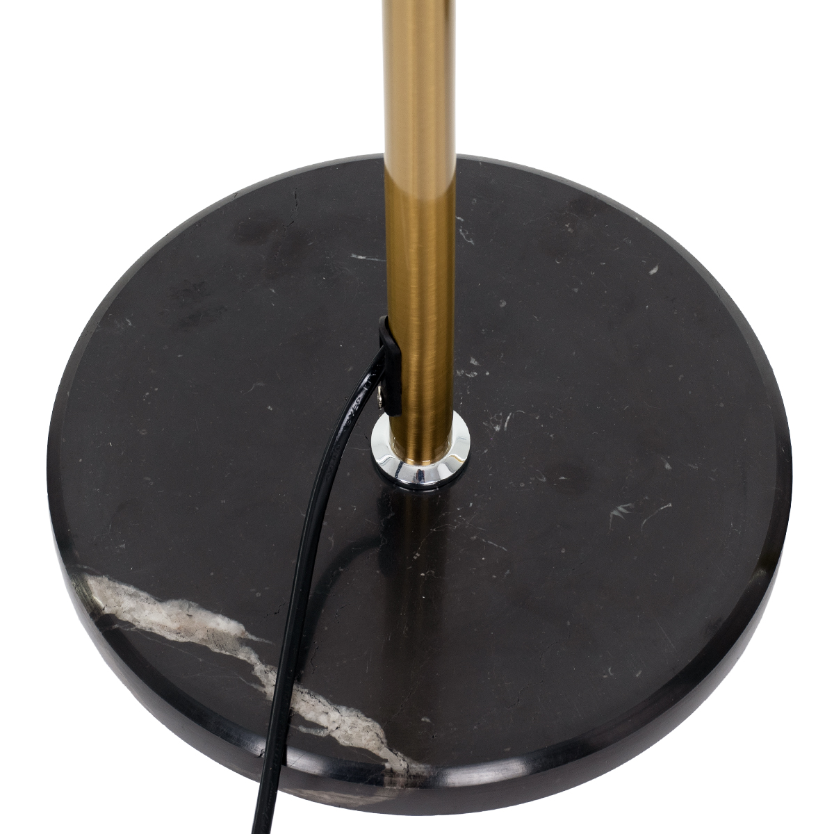 GloboStar® VERSA 00832 Μοντέρνο Επιδαπέδιο Φωτιστικό Μονόφωτο 1 x E27 IP20 Χρυσό & Ασημί Μέταλλο με Μαύρο Μάρμαρο - Μ15 x Π15 x Υ155cm