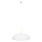 GloboStar® ZOE 00837 Μοντέρνο Κρεμαστό Φωτιστικό Καμπάνα Μονόφωτο 1 x E27 IP20 Λευκό Μέταλλο με Μπεζ Ξύλο - Μ60 x Π60 x Υ35cm