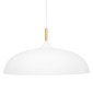 GloboStar® ZOE 00837 Μοντέρνο Κρεμαστό Φωτιστικό Καμπάνα Μονόφωτο 1 x E27 IP20 Λευκό Μέταλλο με Μπεζ Ξύλο - Μ60 x Π60 x Υ35cm