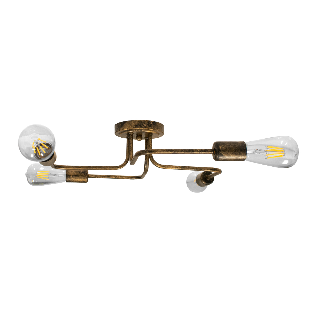 GloboStar® LIBERTA 00839 Μοντέρνο Φωτιστικό Οροφής Πλέγμα Πολύφωτο 4 x E27 IP20 Χάλκινο Μέταλλο - Μ44.5 x Π44.5 x Υ12cm
