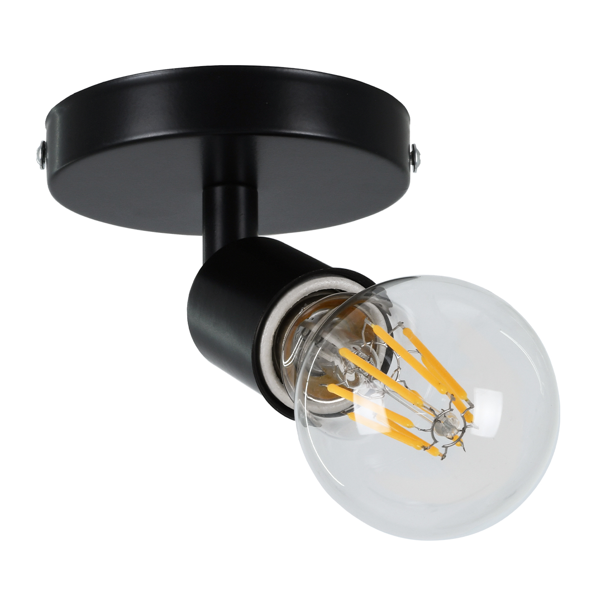 GloboStar® SARA 00843 Μοντέρνο Φωτιστικό Οροφής Σποτ Μονόφωτο 1 x E27 IP20 Μαύρο Μέταλλο - Μ10 x Π10 x Υ10.3cm
