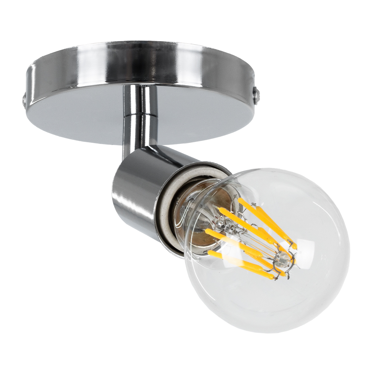 GloboStar® SARA 00844 Μοντέρνο Φωτιστικό Οροφής Σποτ Μονόφωτο 1 x E27 IP20 Ασημί Μέταλλο - Μ10 x Π10 x Υ10.3cm