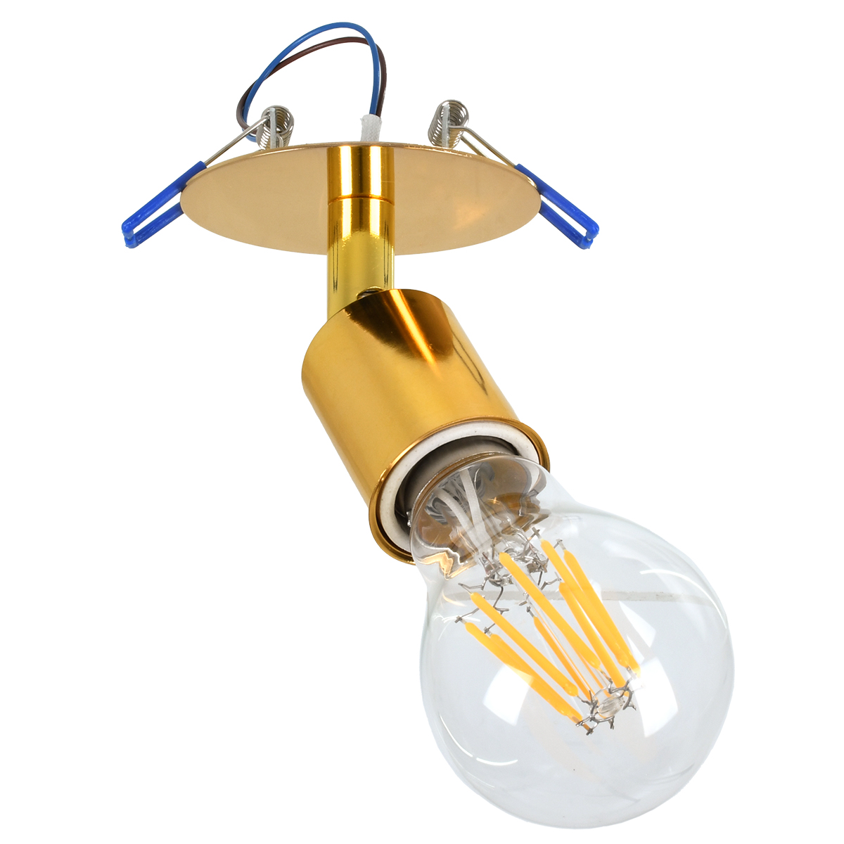 GloboStar® SARA 00851 Μοντέρνο Φωτιστικό Οροφής Σποτ Μονόφωτο 1 x E27 IP20 Χρυσό Μέταλλο - Μ8 x Π8 x Υ8.5cm