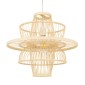 GloboStar® BALI 00861 Boho Κρεμαστό Φωτιστικό Πλέγμα Μονόφωτο 1 x E27 IP20 Μπεζ Ξύλο - Μ45 x Π45 x Υ42.5cm