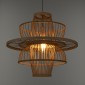 GloboStar® BALI 00861 Boho Κρεμαστό Φωτιστικό Πλέγμα Μονόφωτο 1 x E27 IP20 Μπεζ Ξύλο - Μ45 x Π45 x Υ42.5cm
