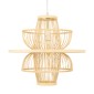 GloboStar® BALI 00861 Boho Κρεμαστό Φωτιστικό Πλέγμα Μονόφωτο 1 x E27 IP20 Μπεζ Ξύλο - Μ45 x Π45 x Υ42.5cm