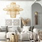 GloboStar® BALI 00861 Boho Κρεμαστό Φωτιστικό Πλέγμα Μονόφωτο 1 x E27 IP20 Μπεζ Ξύλο - Μ45 x Π45 x Υ42.5cm