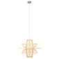 GloboStar® BALI 00862 Boho Κρεμαστό Φωτιστικό Πλέγμα Μονόφωτο 1 x E27 IP20 Μπεζ Ξύλο - Μ60 x Π60 x Υ45cm