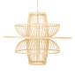 GloboStar® BALI 00862 Boho Κρεμαστό Φωτιστικό Πλέγμα Μονόφωτο 1 x E27 IP20 Μπεζ Ξύλο - Μ60 x Π60 x Υ45cm