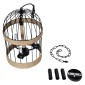 GloboStar® MERLIN 00865 Vintage Κρεμαστό Φωτιστικό Πλέγμα Τρίφωτο 3 x E14 IP20 Μαύρο Μέταλλο Με Μπεζ Σχοινί - Μ28 x Π28 x Υ40cm