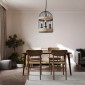 GloboStar® MERLIN 00865 Vintage Κρεμαστό Φωτιστικό Πλέγμα Τρίφωτο 3 x E14 IP20 Μαύρο Μέταλλο Με Μπεζ Σχοινί - Μ28 x Π28 x Υ40cm