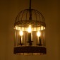 GloboStar® MERLIN 00865 Vintage Κρεμαστό Φωτιστικό Πλέγμα Τρίφωτο 3 x E14 IP20 Μαύρο Μέταλλο Με Μπεζ Σχοινί - Μ28 x Π28 x Υ40cm