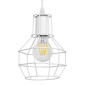 GloboStar® CAGE 00867 Vintage Κρεμαστό Φωτιστικό Πλέγμα Μονόφωτο 1 x E27 IP20 Λευκό Μέταλλο - Μ15 x Π15 x Υ22cm