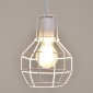 GloboStar® CAGE 00867 Vintage Κρεμαστό Φωτιστικό Πλέγμα Μονόφωτο 1 x E27 IP20 Λευκό Μέταλλο - Μ15 x Π15 x Υ22cm