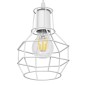 GloboStar® CAGE 00867 Vintage Κρεμαστό Φωτιστικό Πλέγμα Μονόφωτο 1 x E27 IP20 Λευκό Μέταλλο - Μ15 x Π15 x Υ22cm