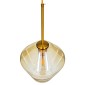 GloboStar® AMARIS 00869 Μοντέρνο Κρεμαστό Φωτιστικό Ανάρτηση Μονόφωτο 1 x E27 IP20 Μελί Γυαλί με Χρυσό Μέταλλο - Μ22 x Π22 x Y22cm