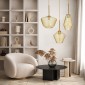 GloboStar® AMARIS 00869 Μοντέρνο Κρεμαστό Φωτιστικό Ανάρτηση Μονόφωτο 1 x E27 IP20 Μελί Γυαλί με Χρυσό Μέταλλο - Μ22 x Π22 x Y22cm