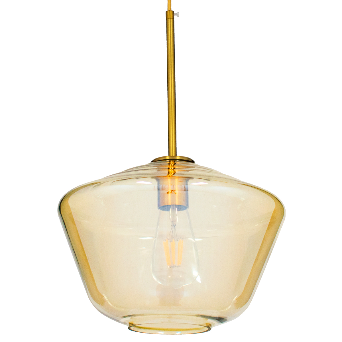 GloboStar® AMARIS 00870 Μοντέρνο Κρεμαστό Φωτιστικό Ανάρτηση Μονόφωτο 1 x E27 IP20 Μελί Γυαλί με Χρυσό Μέταλλο - Μ30 x Π30 x Y22cm