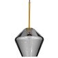 GloboStar® AMARIS 00872 Μοντέρνο Κρεμαστό Φωτιστικό Ανάρτηση Μονόφωτο 1 x E27 IP20 Διάφανο Γυαλί με Χρυσό Μέταλλο - Μ22 x Π22 x Y22cm