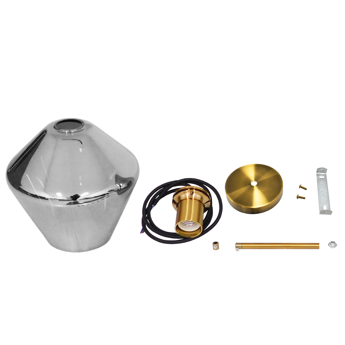 GloboStar® AMARIS 00872 Μοντέρνο Κρεμαστό Φωτιστικό Ανάρτηση Μονόφωτο 1 x E27 IP20 Διάφανο Γυαλί με Χρυσό Μέταλλο - Μ22 x Π22 x Y22cm