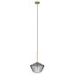 GloboStar® AMARIS 00873 Μοντέρνο Κρεμαστό Φωτιστικό Ανάρτηση Μονόφωτο 1 x E27 IP20 Διάφανο Γυαλί με Χρυσό Μέταλλο - Μ30 x Π30 x Y22cm