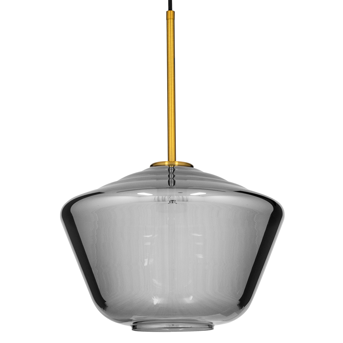 GloboStar® AMARIS 00873 Μοντέρνο Κρεμαστό Φωτιστικό Ανάρτηση Μονόφωτο 1 x E27 IP20 Διάφανο Γυαλί με Χρυσό Μέταλλο - Μ30 x Π30 x Y22cm