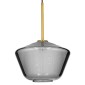 GloboStar® AMARIS 00873 Μοντέρνο Κρεμαστό Φωτιστικό Ανάρτηση Μονόφωτο 1 x E27 IP20 Διάφανο Γυαλί με Χρυσό Μέταλλο - Μ30 x Π30 x Y22cm