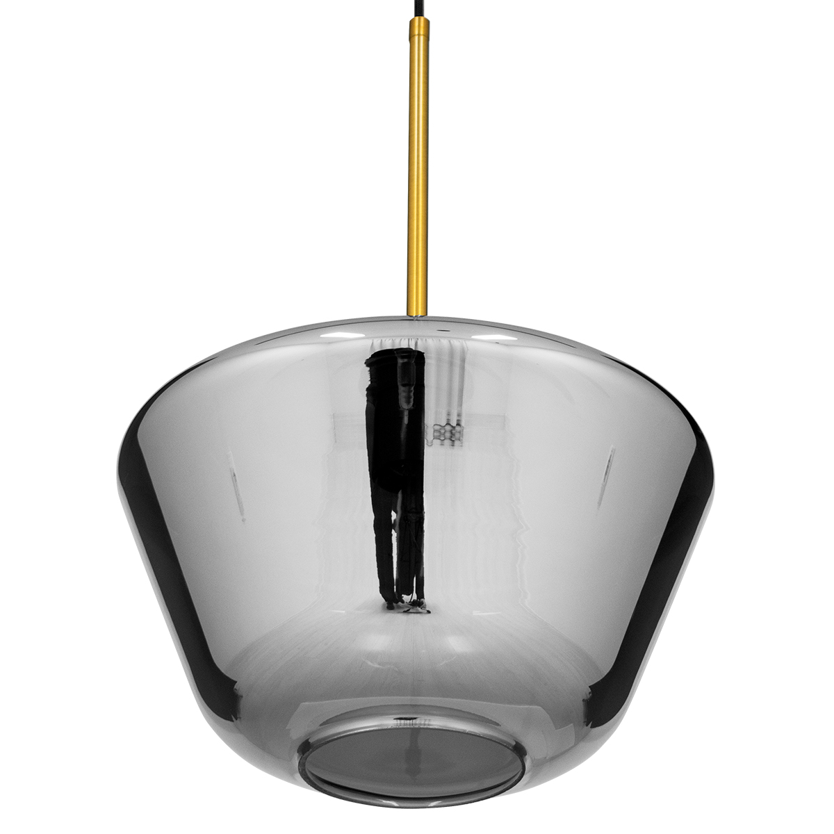 GloboStar® AMARIS 00873 Μοντέρνο Κρεμαστό Φωτιστικό Ανάρτηση Μονόφωτο 1 x E27 IP20 Διάφανο Γυαλί με Χρυσό Μέταλλο - Μ30 x Π30 x Y22cm