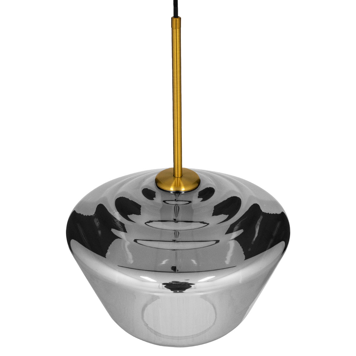 GloboStar® AMARIS 00873 Μοντέρνο Κρεμαστό Φωτιστικό Ανάρτηση Μονόφωτο 1 x E27 IP20 Διάφανο Γυαλί με Χρυσό Μέταλλο - Μ30 x Π30 x Y22cm