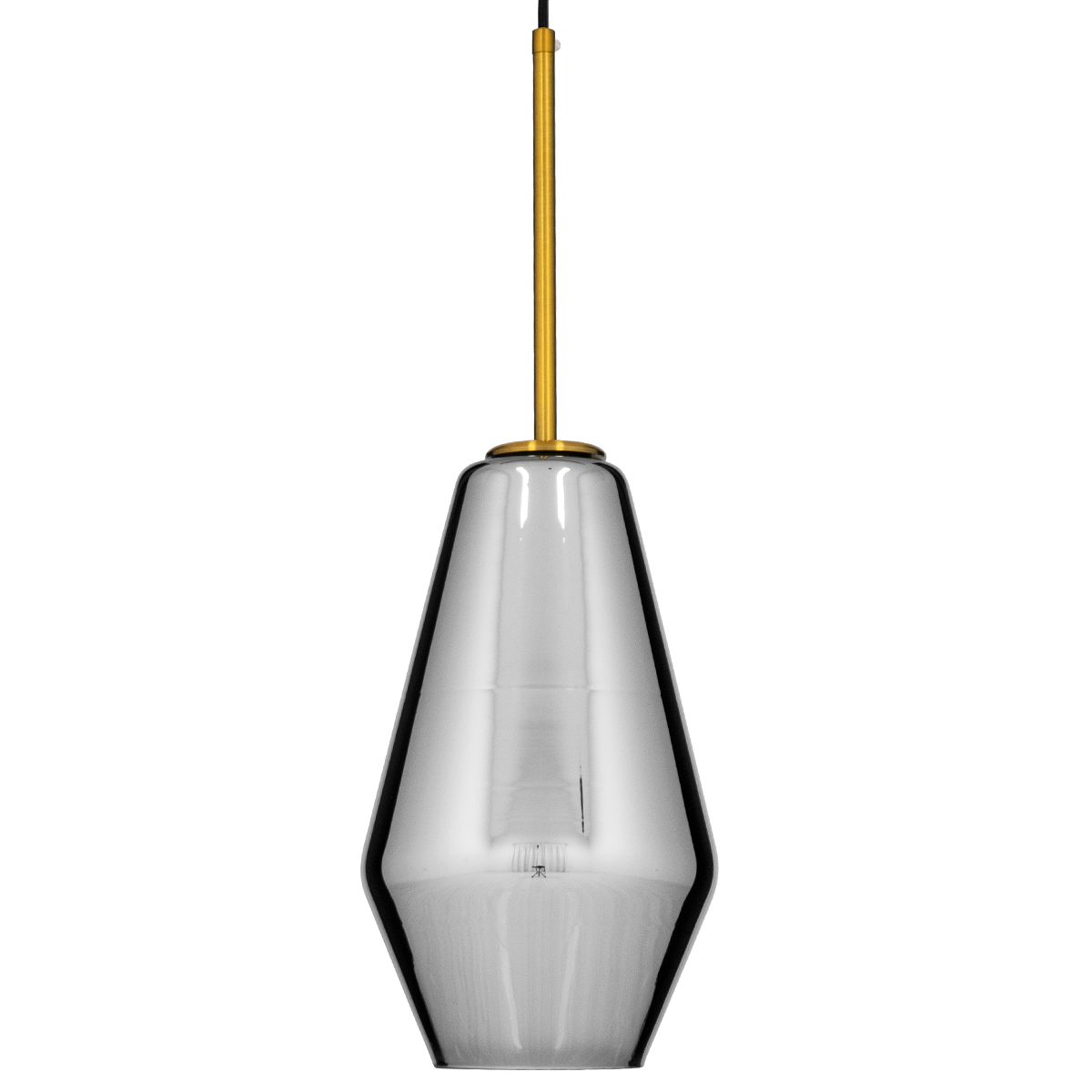 GloboStar® AMARIS 00874 Μοντέρνο Κρεμαστό Φωτιστικό Ανάρτηση Μονόφωτο 1 x E27 IP20 Χρυσό Μέταλλο με Διάφανο Γυαλί - Μ17 x Π17 x Υ30cm