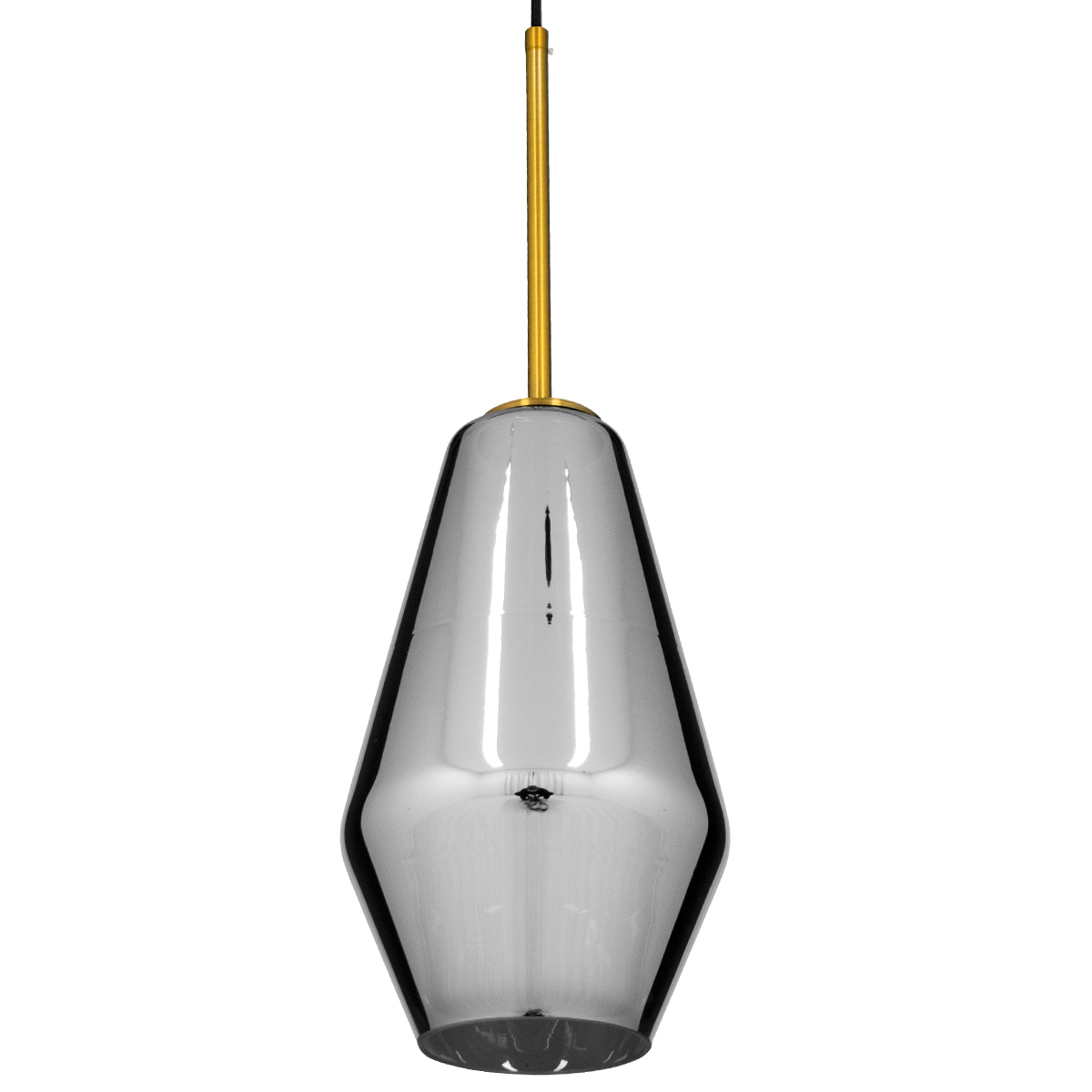 GloboStar® AMARIS 00874 Μοντέρνο Κρεμαστό Φωτιστικό Ανάρτηση Μονόφωτο 1 x E27 IP20 Χρυσό Μέταλλο με Διάφανο Γυαλί - Μ17 x Π17 x Υ30cm