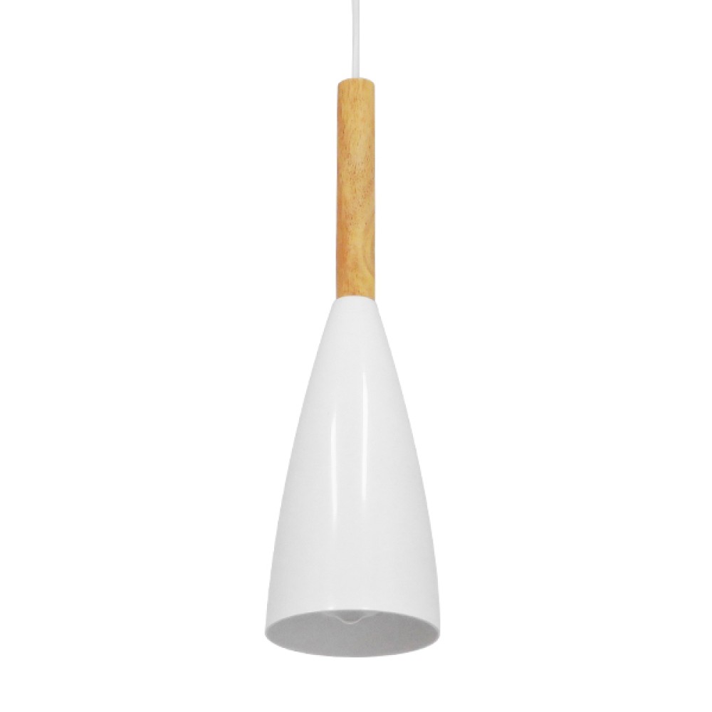GloboStar® DILLON 00876 Μοντέρνο Κρεμαστό Φωτιστικό Καμπάνα Μονόφωτο 1 x E27 IP20 Λευκό Μέταλλο - Μ11 x Π11 x Υ36cm