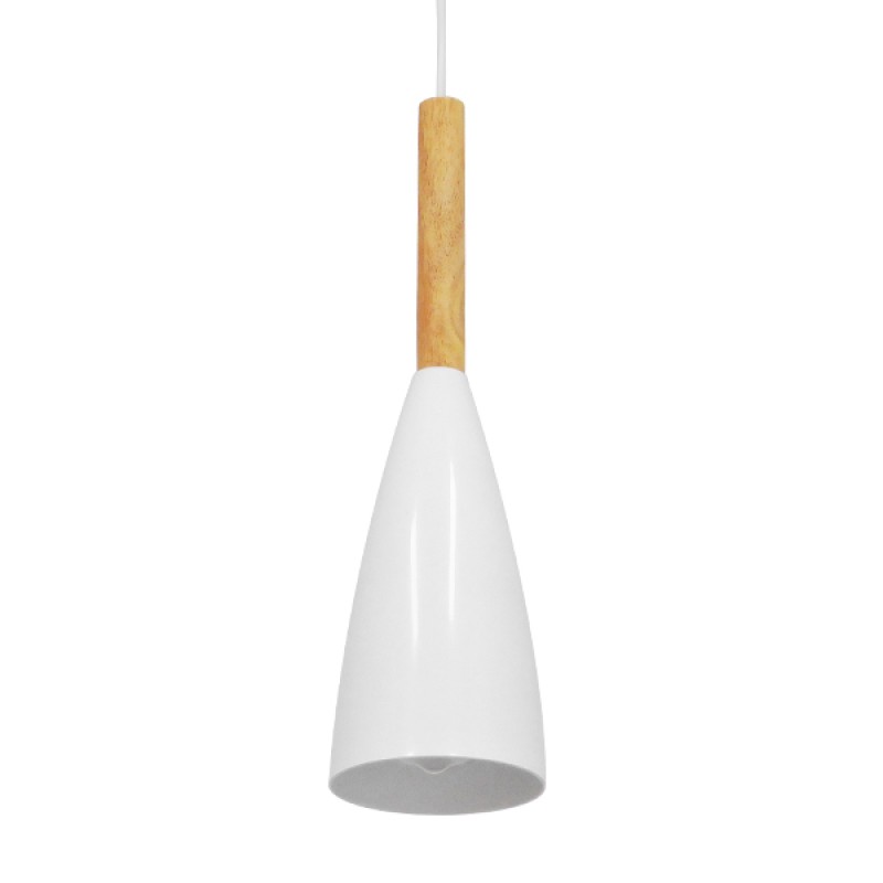 GloboStar® DILLON 00876 Μοντέρνο Κρεμαστό Φωτιστικό Καμπάνα Μονόφωτο 1 x E27 IP20 Λευκό Μέταλλο - Μ11 x Π11 x Υ36cm